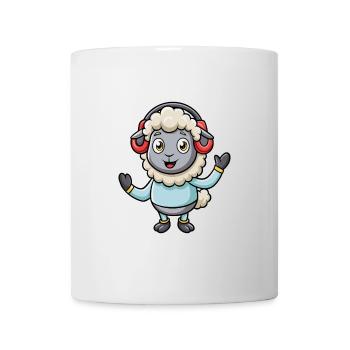 Schaf Lustige Zeichentrickfigur Kopfhörer Musik - Tasse - Weiß - Vorne