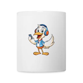 Pelican Funny Cartoon Character Musique de casque - Mug blanc - blanc - Devant