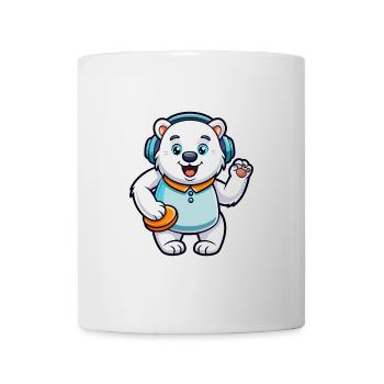 Polar Bear Funny Cartoon Character Headphone Music - Mug - white - Front