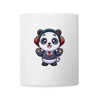 Panda Lustige Zeichentrickfigur Kopfhörer Musik - Tasse - Weiß - Vorne