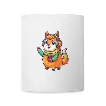 Lama Lustige Zeichentrickfigur Kopfhörer Musik - Tasse - Weiß - Vorne