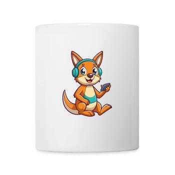 Kangourou Drôle Dessin Animé Personnage Casque Musique - Mug blanc - blanc - Devant