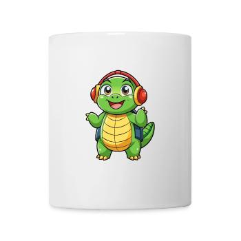 Turtle Funny Cartoon Character Headphone Music - Mug - white - Front