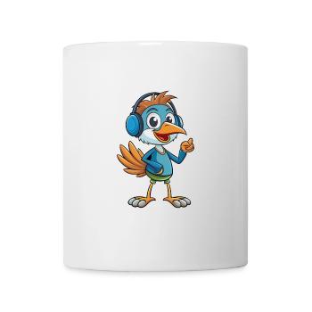 Strauß Lustige Zeichentrickfigur Kopfhörer Musik - Tasse - Weiß - Vorne
