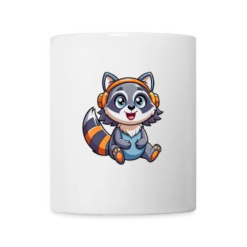 raton laveur drôle de personnage de dessin animé musique de casque - Mug blanc - blanc - Devant