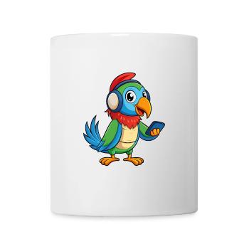 Papagei Lustige Zeichentrickfigur Kopfhörer Musik - Tasse - Weiß - Vorne