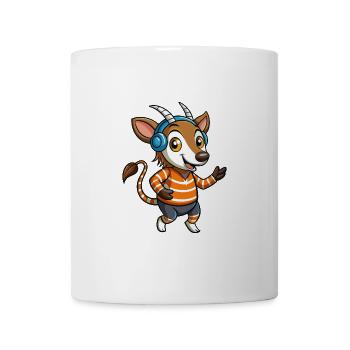 Okapi Funny Cartoon Character Musique de casque - Mug blanc - blanc - Devant