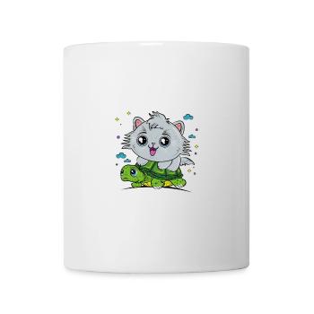 Chat sur tortue - Mug blanc - blanc - Devant