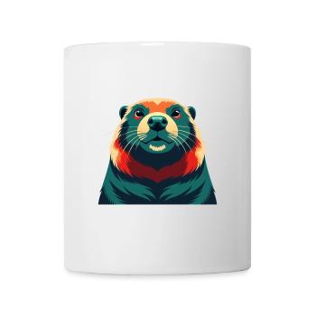 Castor Dessin Animé Personnage Animal Coloré Animal De Compagnie - Mug blanc - blanc - Devant