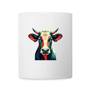 Kuh Cartoon Figur Buntes Haustier Tier - Tasse - Weiß - Vorne