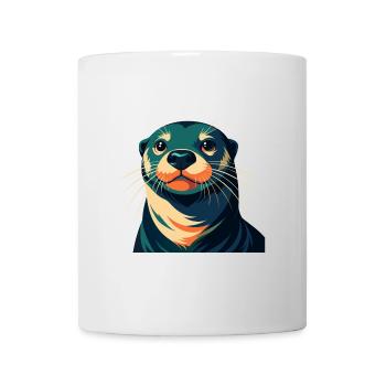 loutre dessin animé personnage animal de compagnie coloré - Mug blanc - blanc - Devant