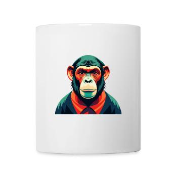 Chimpanzé Dessin animé Personnage Animal de compagnie coloré - Mug blanc - blanc - Devant