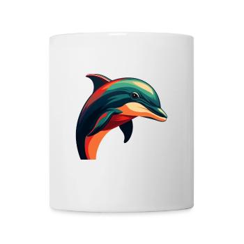 Delfin Cartoon Figur Buntes Haustier Tier - Tasse - Weiß - Vorne