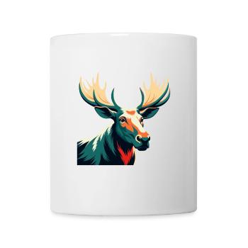 Elch Cartoon Figur Buntes Haustier Tier - Tasse - Weiß - Vorne