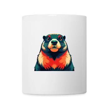 Murmeltier Cartoon Figur Buntes Haustier Tier - Tasse - Weiß - Vorne