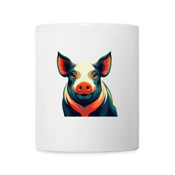 Schwein Cartoon Figur Buntes Haustier Tier - Tasse - Weiß - Vorne