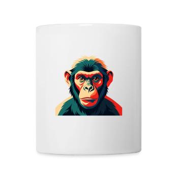 Affe Cartoon Figur Buntes Haustier Tier - Tasse - Weiß - Vorne