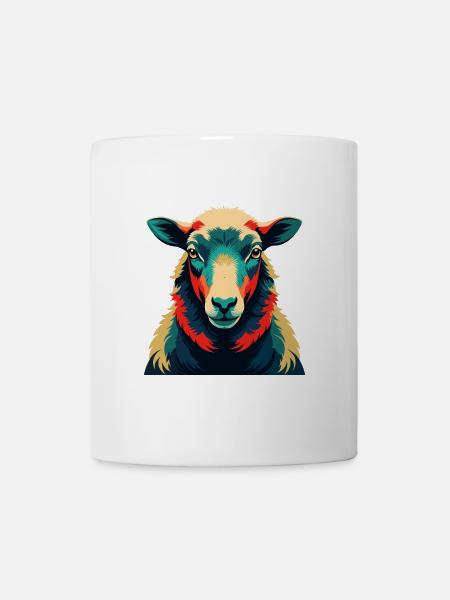 Schaf Cartoon Figur Buntes Haustier Tier - Tasse - Weiß