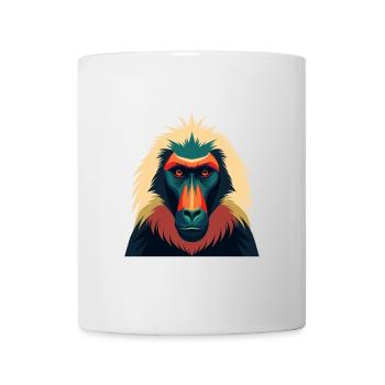 Pavian Zeichentrickfigur Buntes Haustier Tier - Tasse - Weiß - Vorne