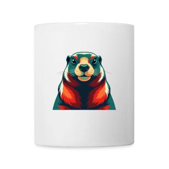Murmeltier Zeichentrickfigur Buntes Haustier Tier - Tasse - Weiß - Vorne