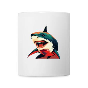 Hai Cartoon Figur Buntes Haustier Tier - Tasse - Weiß - Vorne