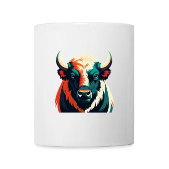 Buffalo Cartoon Character Colorful Pet Animal - Mug - white - Front
