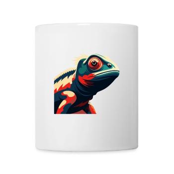 Chamäleon Zeichentrickfigur Buntes Haustier Tier - Tasse - Weiß - Vorne