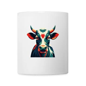 Kuh Cartoon Figur Buntes Haustier Tier - Tasse - Weiß - Vorne