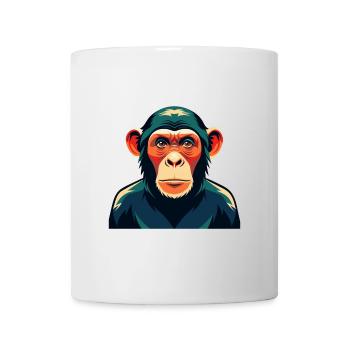 Schimpanse Zeichentrickfigur Buntes Haustier Tier - Tasse - Weiß - Vorne