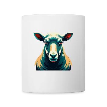 Schaf Cartoon Figur Buntes Haustier Tier - Tasse - Weiß - Vorne