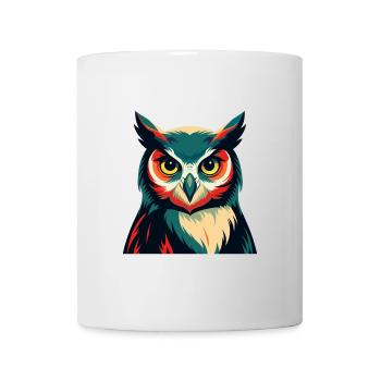 Eule Zeichentrickfigur Buntes Haustier Tier - Tasse - Weiß - Vorne