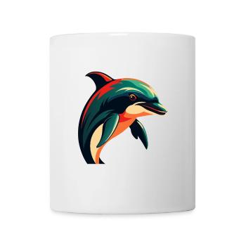 Dauphin Personnage De Dessin Animé Animal De Compagnie Coloré - Mug blanc - blanc - Devant
