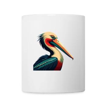 Pelikan Cartoon Figur Buntes Haustier Tier - Tasse - Weiß - Vorne