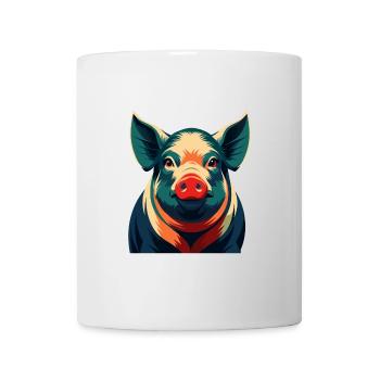 Schwein Cartoon Figur Buntes Haustier Tier - Tasse - Weiß - Vorne