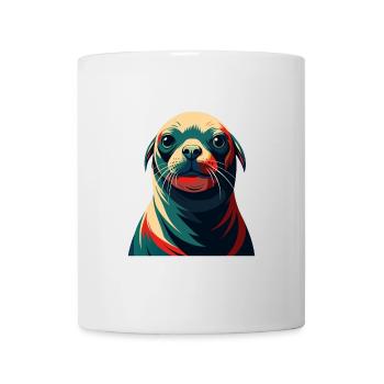 phoque dessin animé personnage animal de compagnie coloré - Mug blanc - blanc - Devant