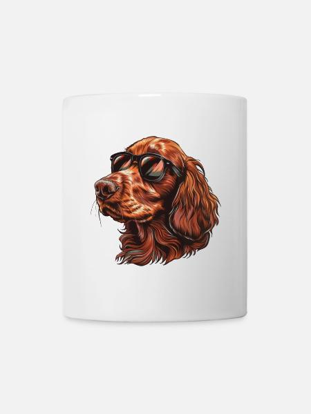 Setter Irlandais, Setter Rouge Irlandais, Chien - Mug blanc - blanc