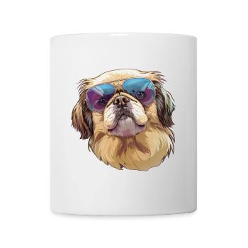 Pekingese, dog, sunglasses, summer, gift - Mug - white - Front