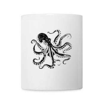 Illustration de poulpe cool en noir - Mug blanc - blanc - Devant