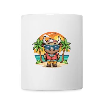 Bull Funny Cartoon Summer Beach Sunglasses - Mug - white - Front