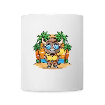 Buffalo Funny Cartoon Summer Beach Sunglasses - Mug - white - Front