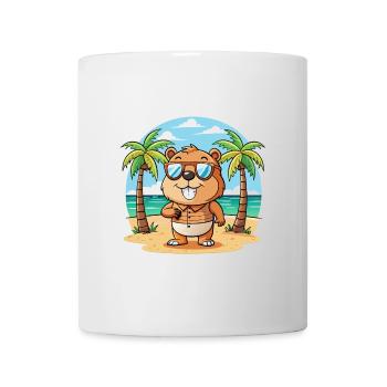 Biber Lustige Cartoon Sommer Strand Sonnenbrille - Tasse - Weiß - Vorne