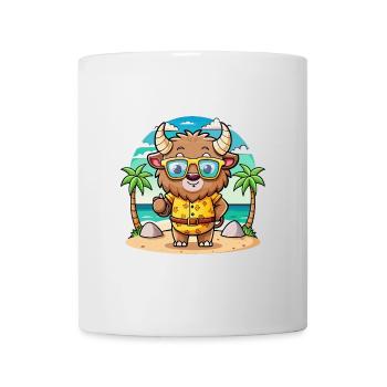 Bison Lustige Cartoon Sommer Strand Sonnenbrille - Tasse - Weiß - Vorne