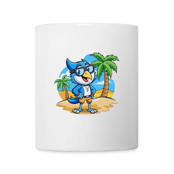 Blue Jay Lustige Cartoon Sommer Strand Sonnenbrille - Tasse - Weiß - Vorne
