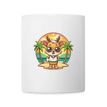Deer Funny Cartoon Summer Beach Sunglasses - Mug - white - Front