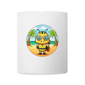 Bee Funny Cartoon Summer Beach Sunglasses - Mug - white - Front