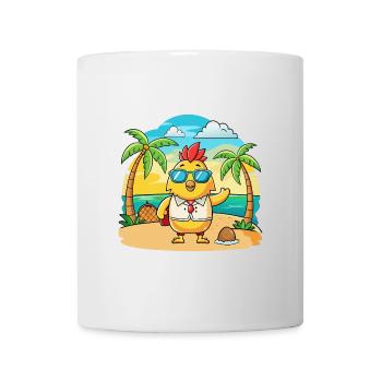 Huhn Lustige Cartoon Sommer Strand Sonnenbrille - Tasse - Weiß - Vorne