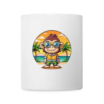 Chimpanzé Lunettes de soleil de plage d’été de dessin animé drôle - Mug blanc - blanc - Devant