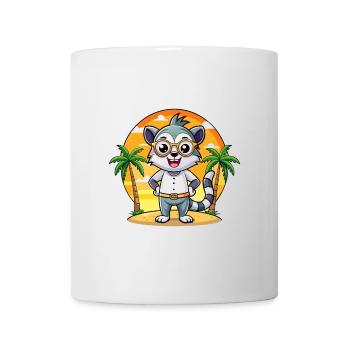 Lemur Lustige Cartoon Sommer Strand Sonnenbrille - Tasse - Weiß - Vorne