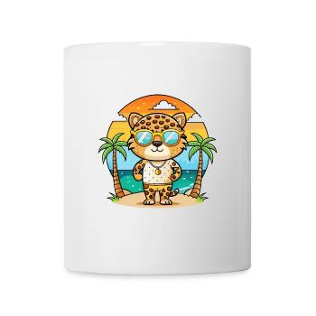 Leopard Funny Cartoon Summer Beach Sunglasses - Mug - white - Front