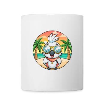Kakadu Lustige Cartoon Sommer Strand Sonnenbrille - Tasse - Weiß - Vorne